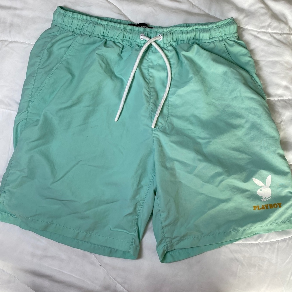 Mint Blue Playboy by Pacsun Swim Trunks